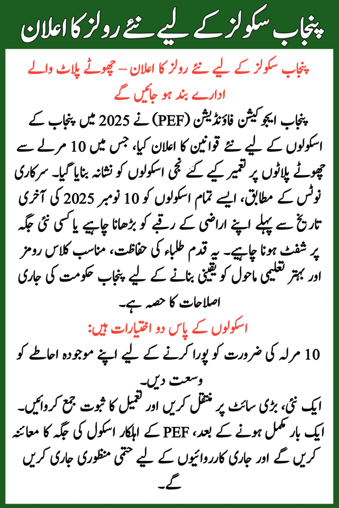 New Rules Announced for Punjab Schools