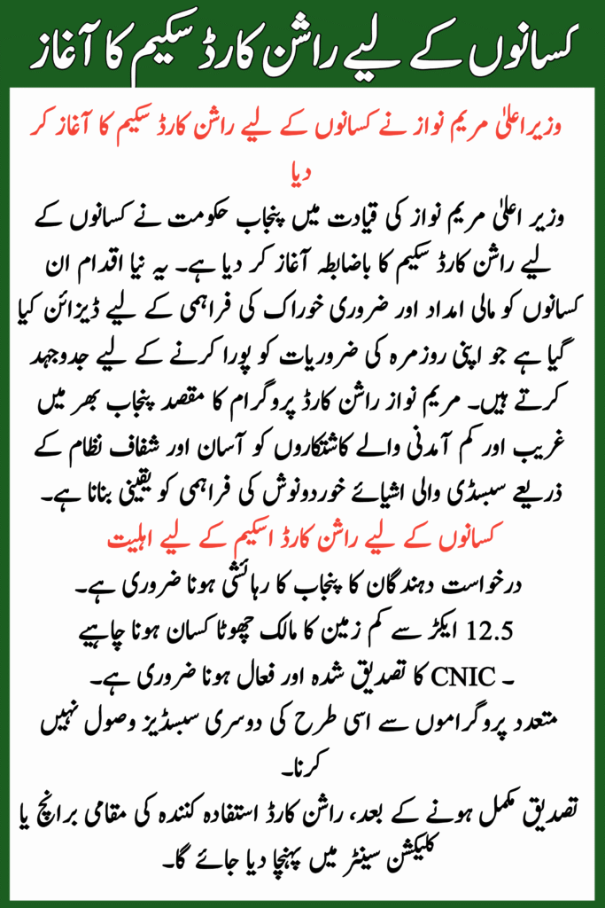 Rashan Card Scheme for Farmers