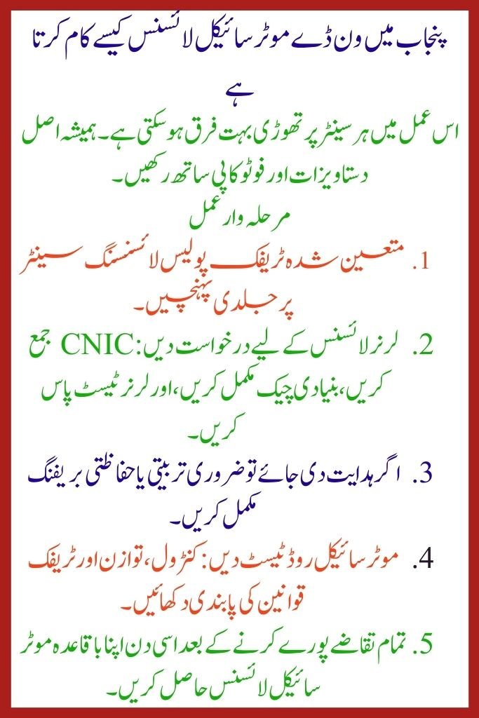 Motorcycle License in Punjab